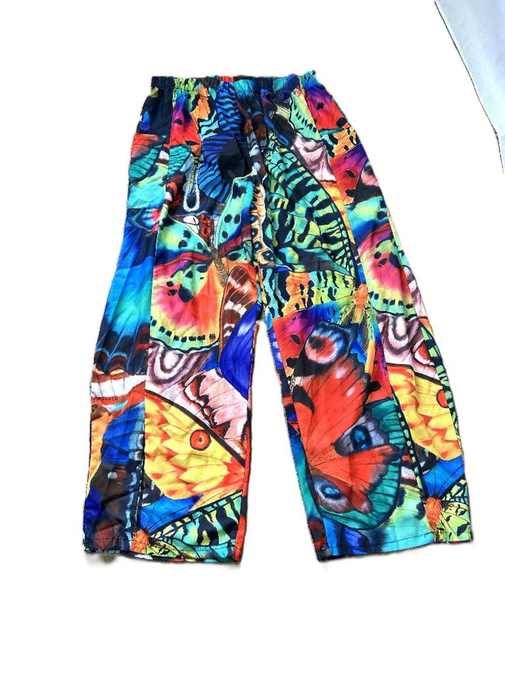 Butterfly Allover Print Wide Leg Pants O/S Colorful